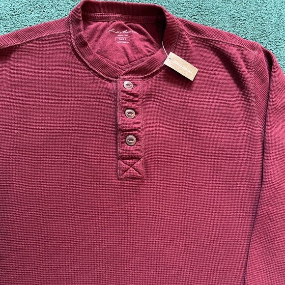 Eddie Bauer Thermal Henley Maroon - Picture 3 of 12